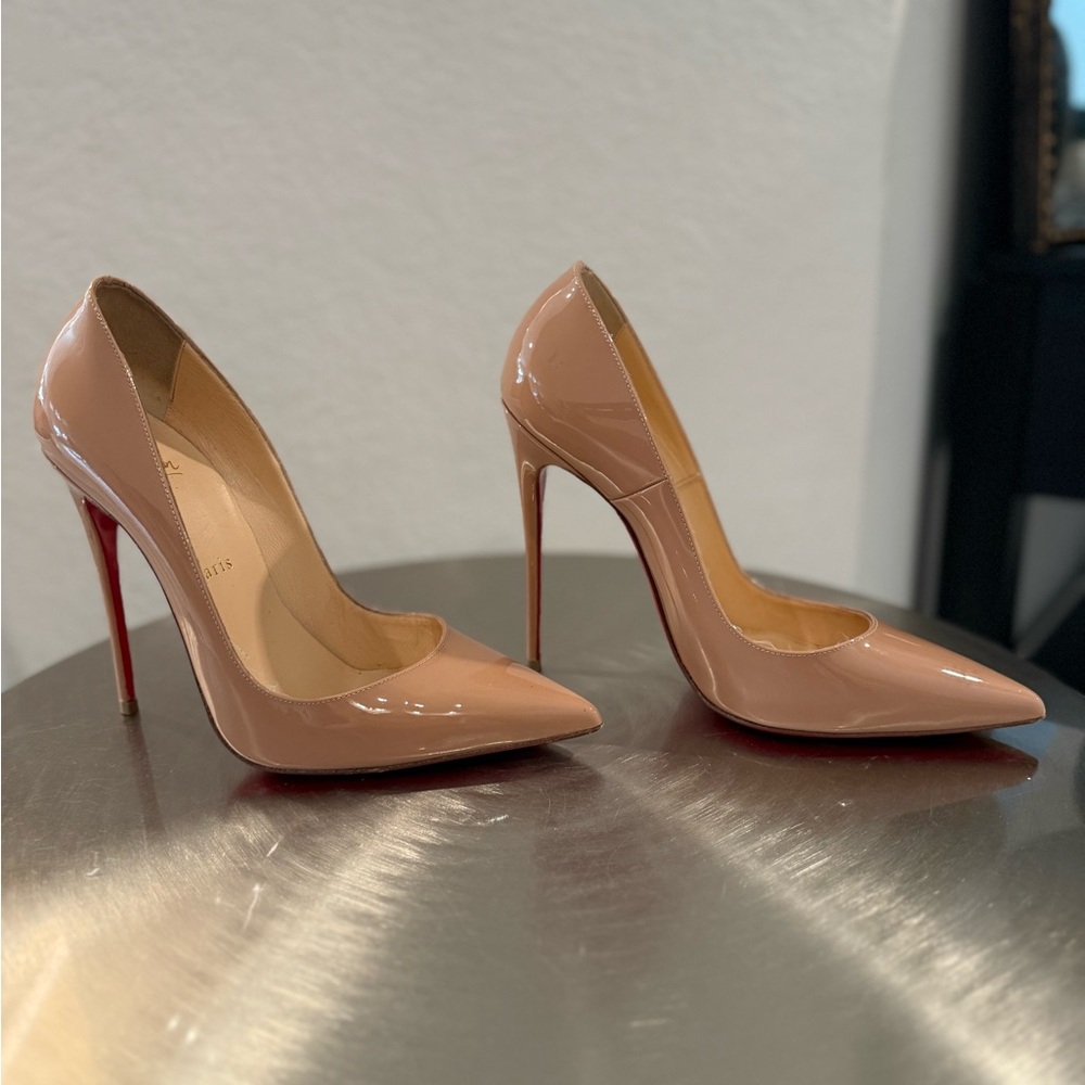 Elegant Nude Patent Leather Pumps